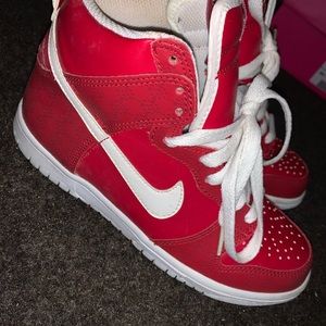 Big kids red & white dunks